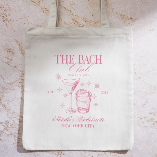 Cocktails Club Bachelorette Bridesmaids Party Pink トートバッグ