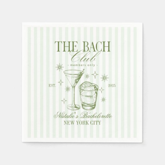 Cocktails Club Bachelorette Party Green スタンダードカクテルナプキン (正面)