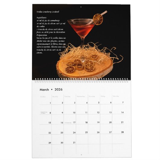 Cocktails de vodka Fascination Kalender カレンダー (3月 2026)