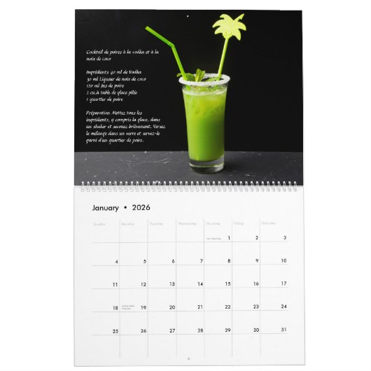 Cocktails de vodka Fascination Kalender カレンダー (1月 2026)