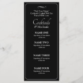 Cocktails Drinks Menu Card - Black White Infinity  メニュー (正面)