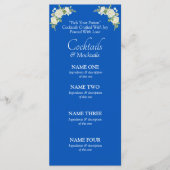 Cocktails Drinks Menu Card- Cobalt Blue & White  メニュー (正面)