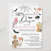 Cocktails Night Sips About to Go Down Halloween 招待状 (正面)