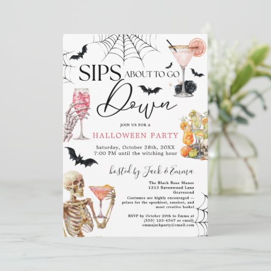 Cocktails Night Sips About to Go Down Halloween 招待状 (スタンド正面)