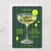 Cocktails & Tennis Party Invitation (green) 招待状 (正面)