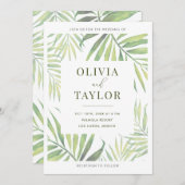 COCOウォーターカラーパームリーフ結婚式招待状 案内状 (正面/裏面)