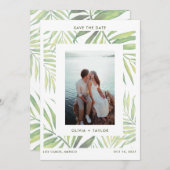 COCO水カラーパームリーフ日付の保存 招待状 (正面/裏面)