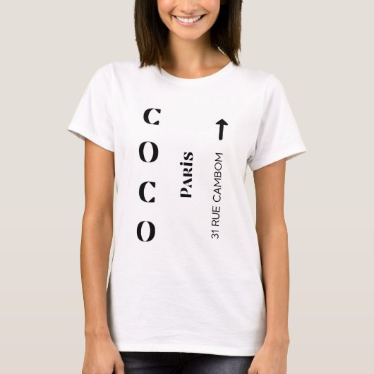 Coco Paris Text Fashion Print Tシャツ (正面)