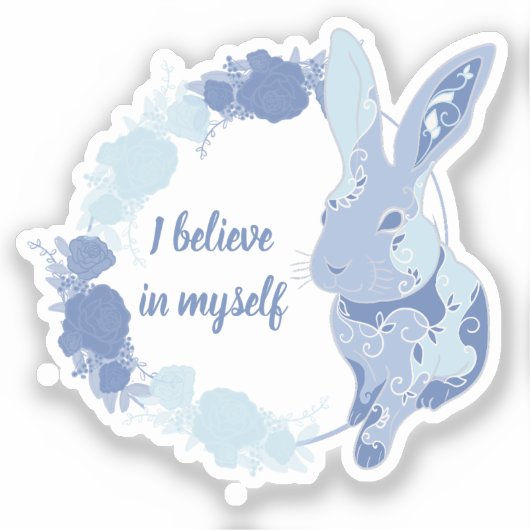 Coco the Bunny Sticker “I Believe in Myself” Blue シール (正面)