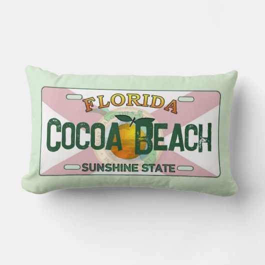 Cocoa Beach Florida flag license plate pillow ランバークッション (正面)