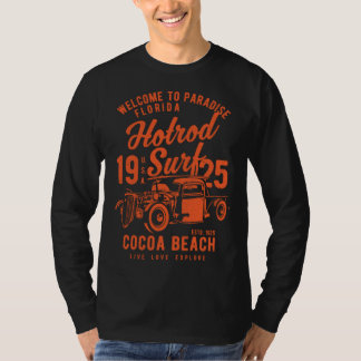 Cocoa Beach Florida Retro Hotrod Surf Distressed   Tシャツ