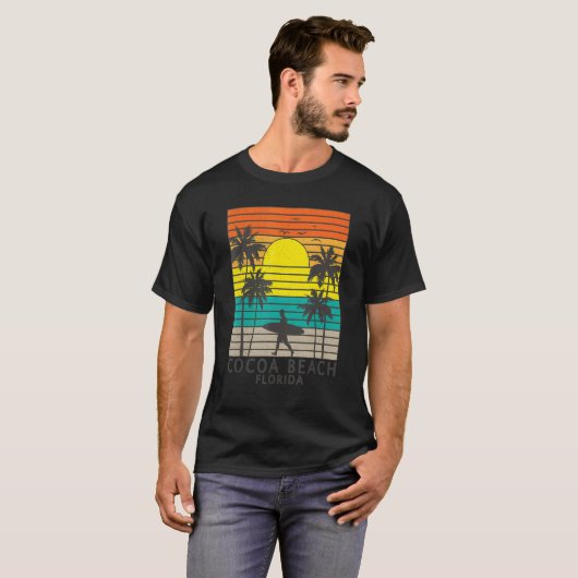 Cocoa Beach Florida Surfer Surfing Surf Palm Tree  Tシャツ (正面フル)