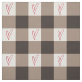 Cocoa Brown Heart Gingham Combed Cotton Fabric ファブリック (見本)