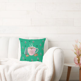Cocoa, Cookies & Calm – パステルクリスマスTシャツ クッション