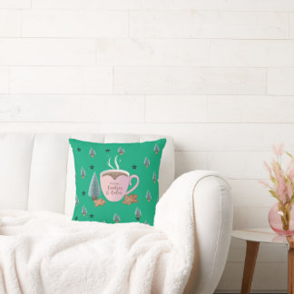 Cocoa, Cookies & Calm – パステルクリスマスTシャツ クッション