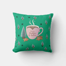 Cocoa, Cookies & Calm – パステルクリスマスTシャツ クッション