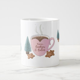 Cocoa, Cookies & Calm – パステルクリスマスTシャツ ジャンボコーヒーマグカップ