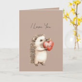 Cocoa Cream Brown Hedgehog Heart Love カード (黄色い花)