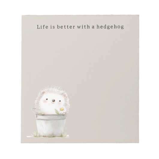 Cocoa Cream Hedgehog Daisy Flower Bucket   ノートパッド (正面)