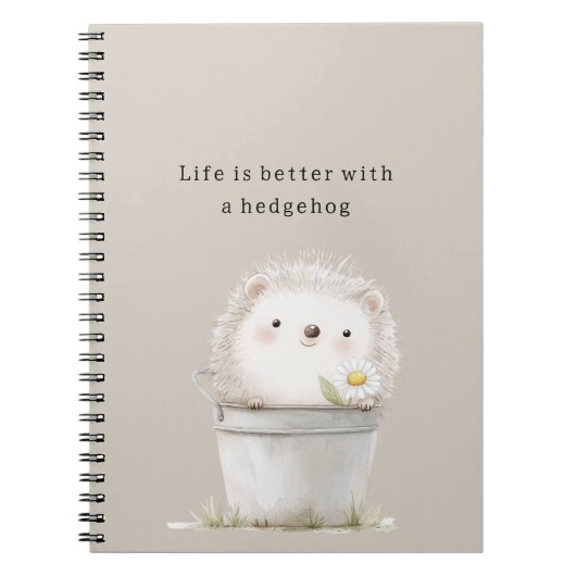 Cocoa Cream Hedgehog Daisy Flower Bucket ノートブック (正面)