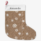 Cocoa Cream Snowflakes Christmas ラージクリスマスストッキング (正面)