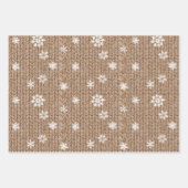 Cocoa Cream Snowflakes Plaid Stripes Christmas ラッピングペーパーシート (正面)