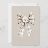 Cocoa Cream White Bow Daisy Flower Birthday 招待状 (裏面)