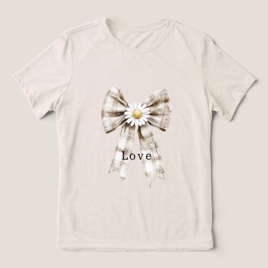 Cocoa Cream White Bow Daisy Flowers   トライブレンドＴシャツ (デザイン正面)