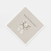 Cocoa Cream White Bow Daisy Flowers Birthday   スタンダードランチョンナプキン (角)
