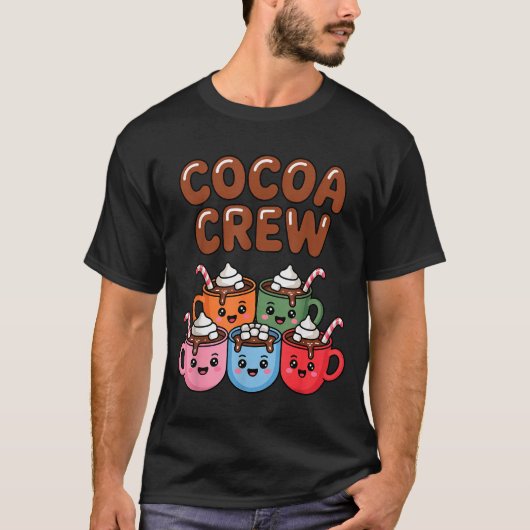 Cocoa Crew Cute Christmas Hot Chocolate Matching P Tシャツ (正面)