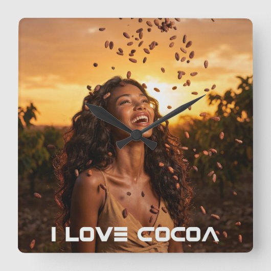 COCOA - IVORY COAST スクエア壁時計 (正面)