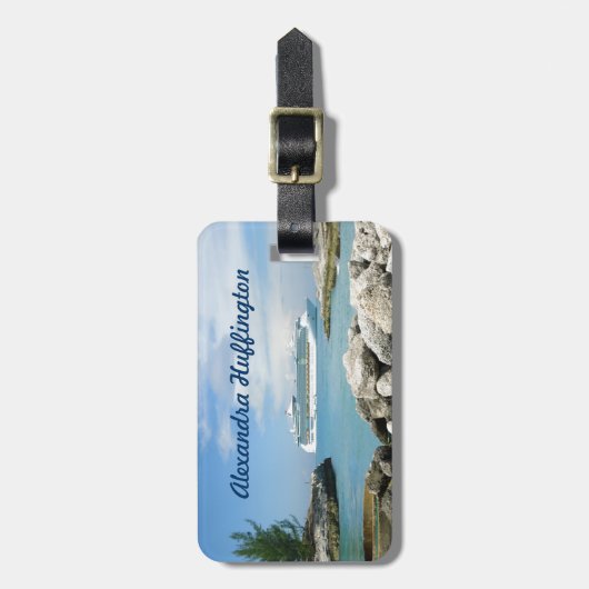 CocoCayのパーソナライズなバッグのラベルの遊航船 ラゲッジタグ (正面縦)