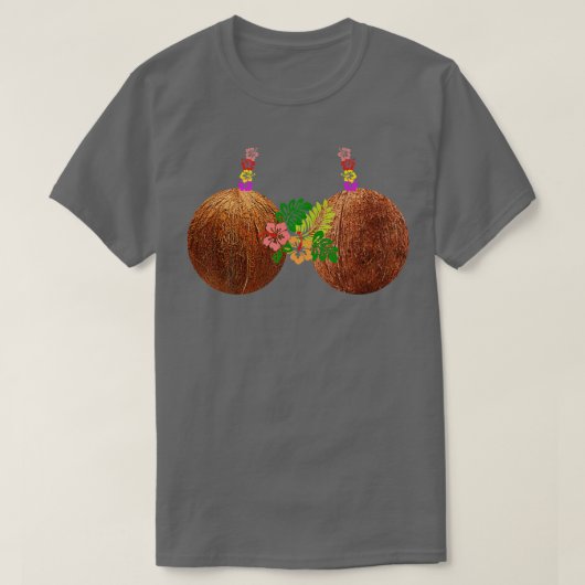 Coconut Bra Hawaii Luau Costume Funny  Tシャツ (デザイン正面)