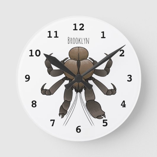 Coconut crab cartoon illustration ラウンド壁時計 (正面)