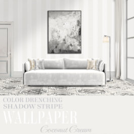 Coconut Cream Six Inch White Shadow Stripe 壁紙