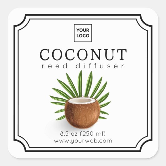 Coconut Reed Diffuser Label スクエアシール (正面)