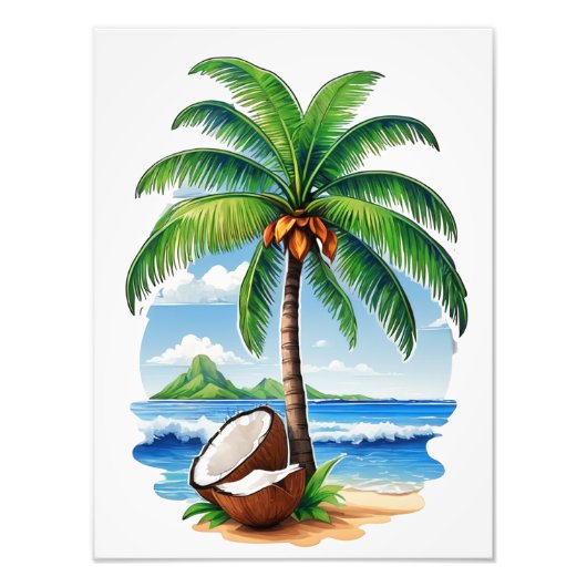Coconut Tree Tropical Island フォトプリント (正面)