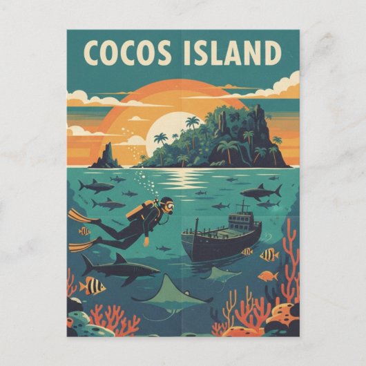 Cocos Island Scuba Diver ポストカード (正面)