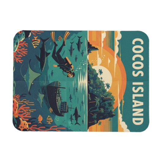 Cocos Island Scuba Diver マグネット (横)