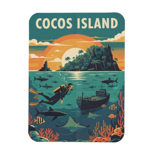 Cocos Island Scuba Diver マグネット (縦)
