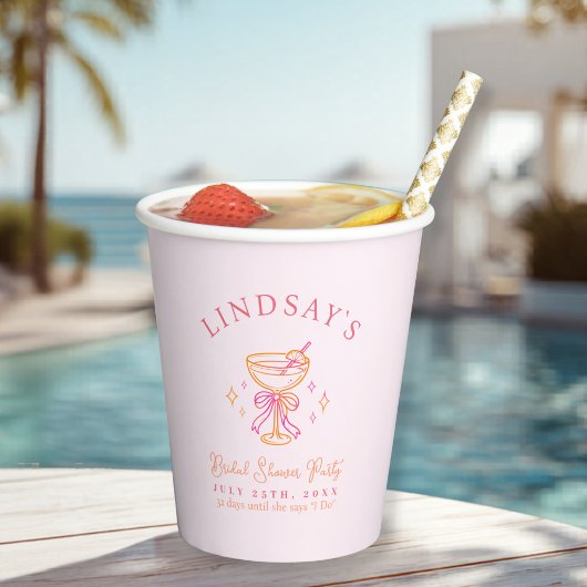 Coctail Bridal Shower Pink 紙コップ