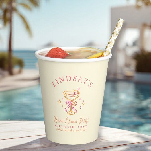 Coctail Bridal Shower Yellow 紙コップ