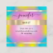 Coctail Pub Wine Restaurant Logoホログラフィックドリンク スクエア名刺 (裏面)