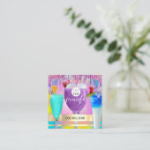 Coctail Pub Wine Restaurant Logoホログラフィックドリンク スクエア名刺 (スタンド正面)