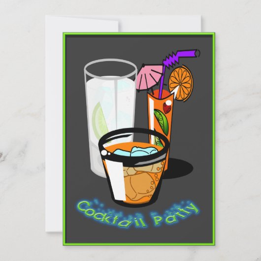 Coctailsのカクテルのパーティの招待状 招待状 (正面)