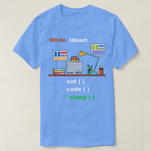 Code 食べ Sleep Computer Science Pythonプログラマー Tシャツ (デザイン正面)