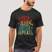 Code 食べ Sleep Programming Computer Science Tシャツ (正面)