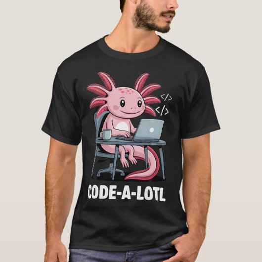 Code-Alotl 面白い ウーパールーパー Tシャツ (正面)