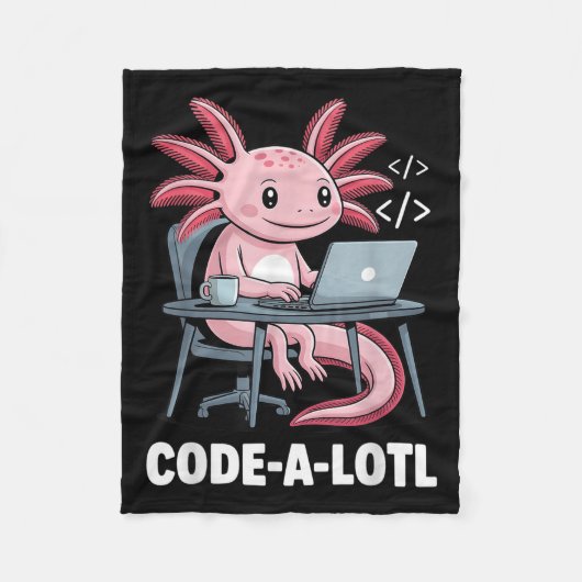 Code-alotl Funny Axolotl Tee For Programmers フリースブランケット (正面)