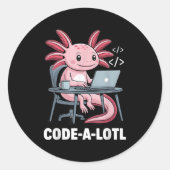 Code-alotl Funny Axolotl Tee For Programmers  ラウンドシール (正面)